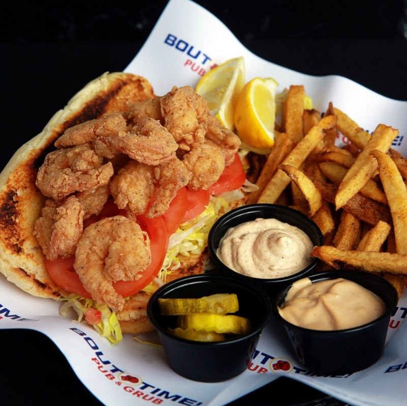 Tender crispy fried shrimp piled high on a hoagie roll with lettuce, tomato and served with house made remoulade sauce.