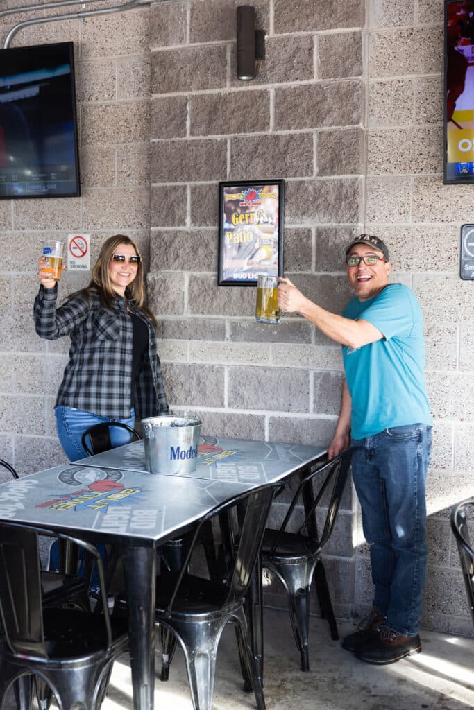 customers having drinks on Lehi patio area